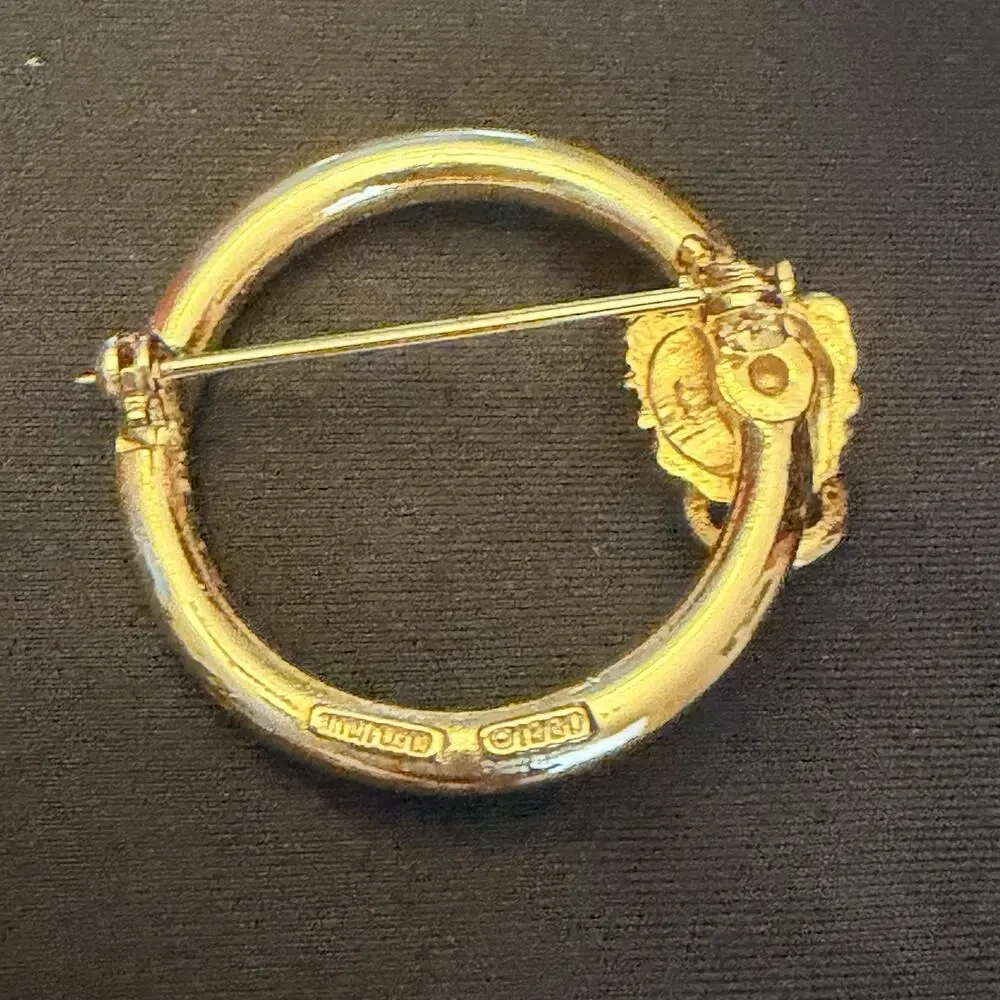 Vintage 1980 MIMI DI N Gold Tone Lion’s Head Door Knocker Brooch Mimi Di Nascemi